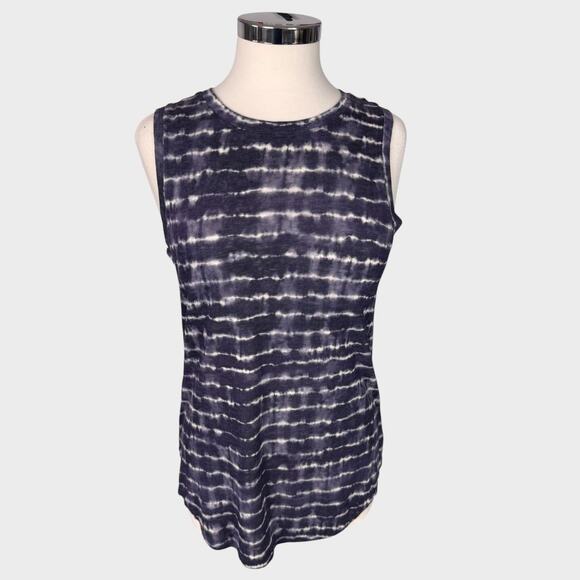 Athleta Tops - Athleta Small Gray Black Stripe Tie Dye Sleeveless Top Modal Polyester